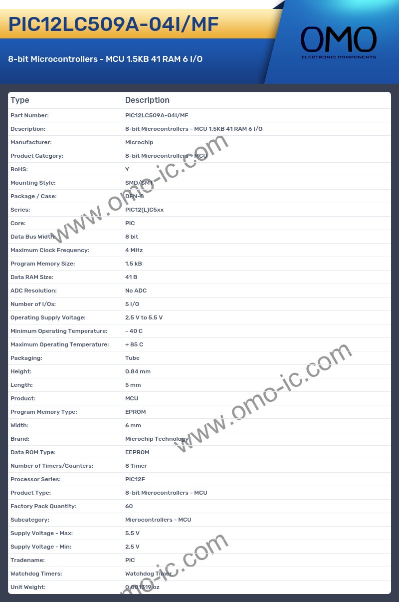 PIC12LC509A-04I/MF