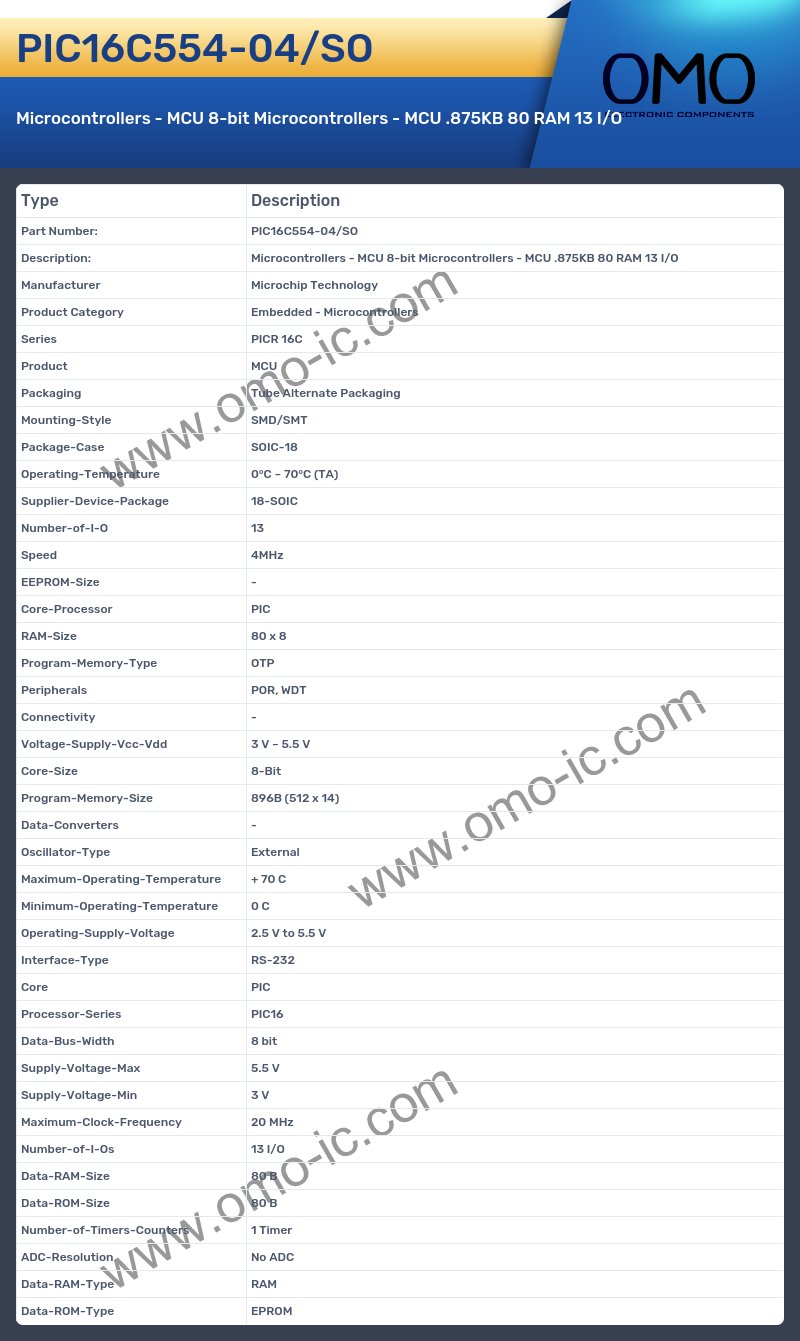 PIC16C554-04/SO