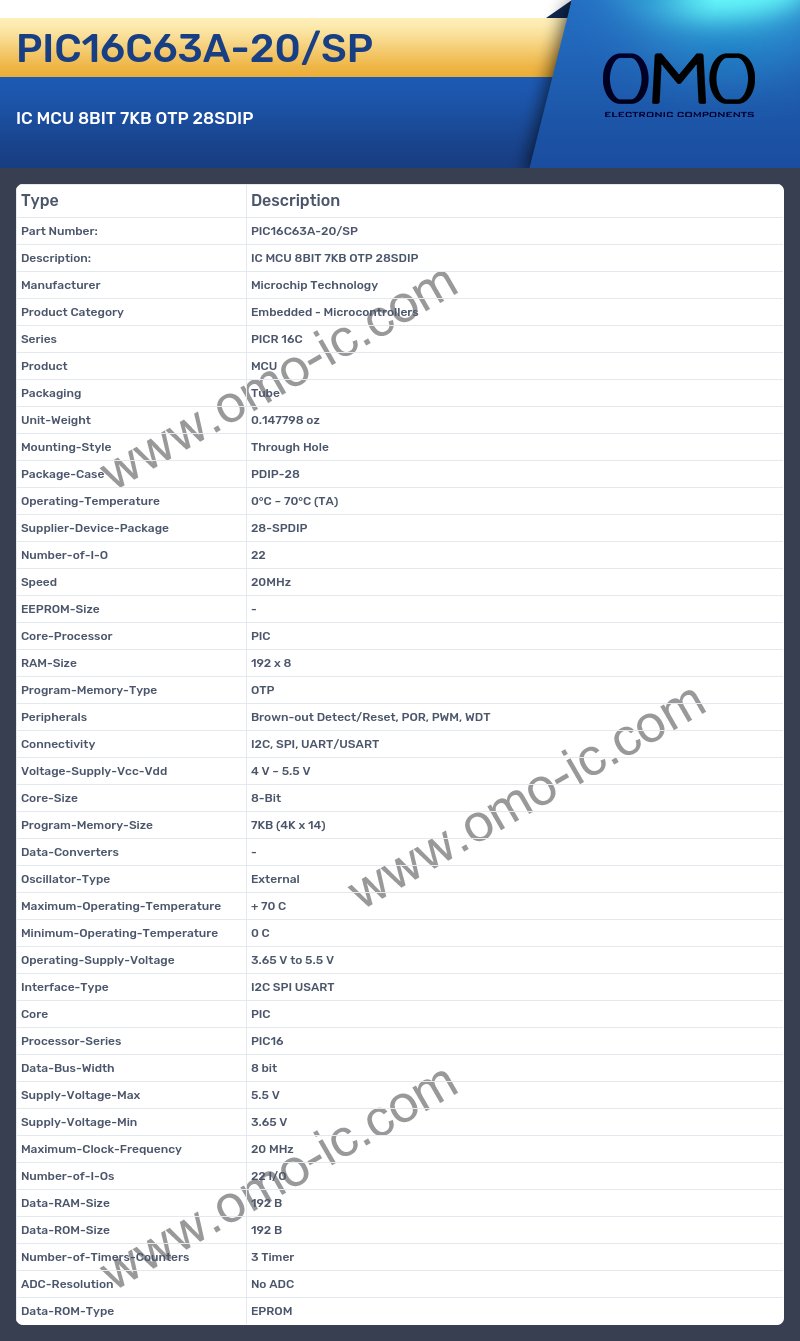 PIC16C63A-20/SP