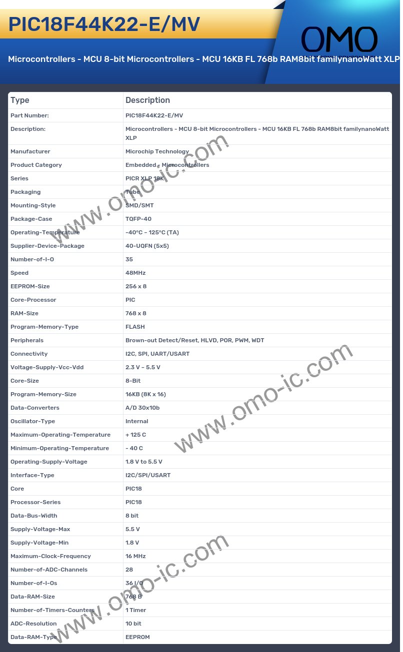 PIC18F44K22-E/MV