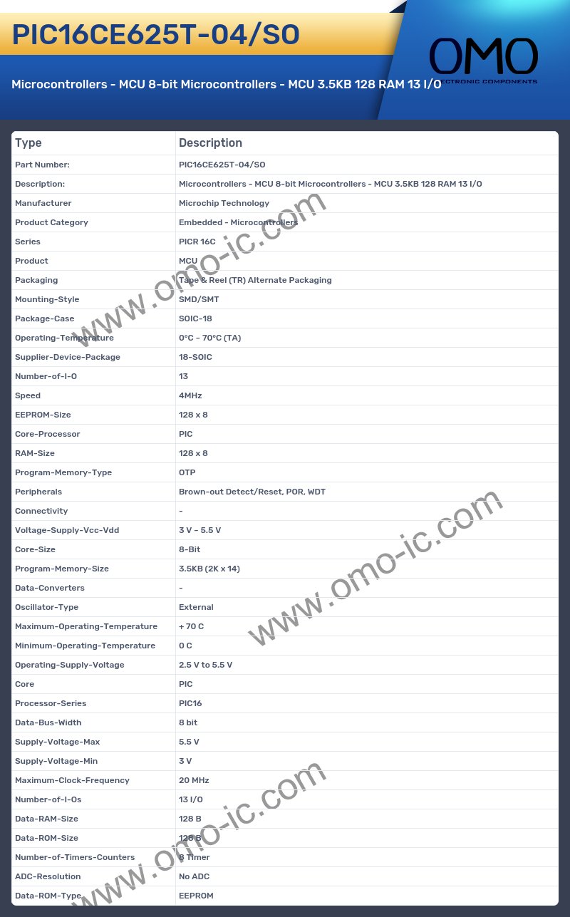 PIC16CE625T-04/SO