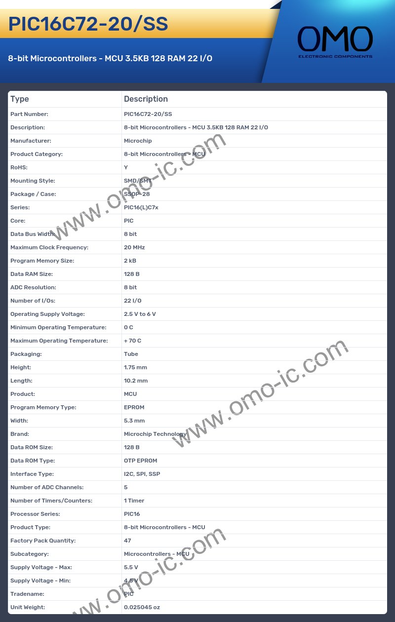 PIC16C72-20/SS