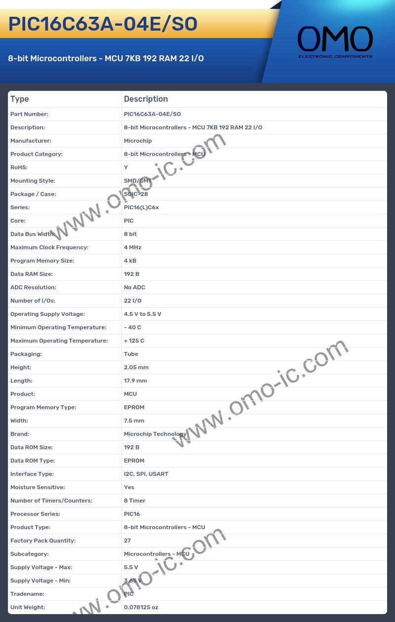 PIC16C63A-04E/SO