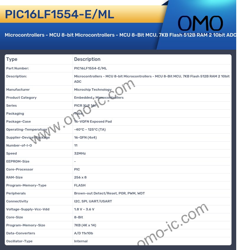 PIC16LF1554-E/ML